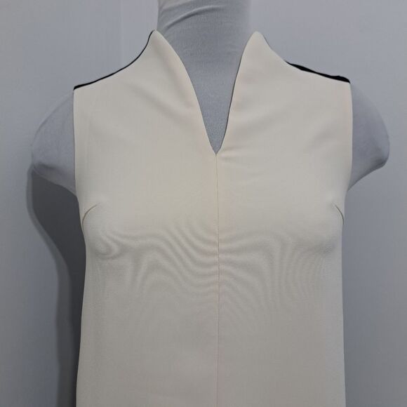 Saturday Club V Neck Feminine Colorblock Shift Mini Dress Cream & Black XXS NWT - Picture 12 of 14